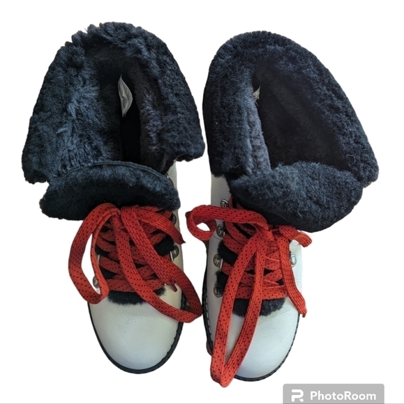 J. Crew white and black Nordic boots with red laces sz 6 - Picture 3 of 8